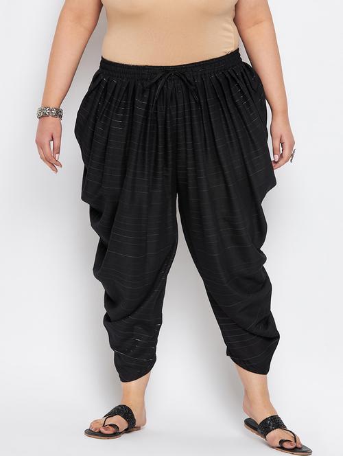 black striped rayon dhoti salwar - 19578508 - Standard Image - 0