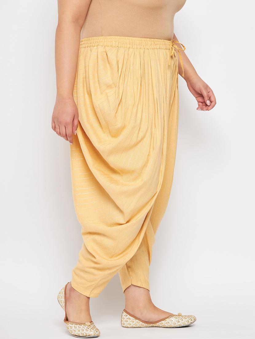 beige rayon striped dhoti salwar - 19578511 - Standard Image - 1
