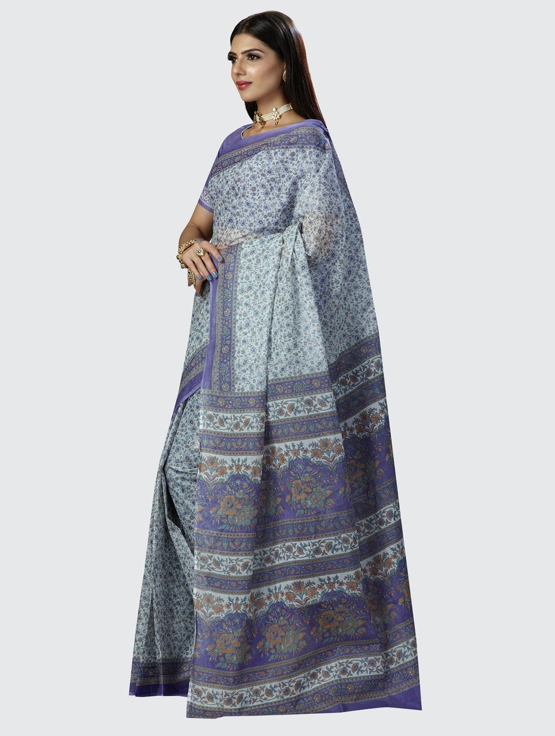 floral chanderi saree with blouse - 19578522 -  Standard Image - 1