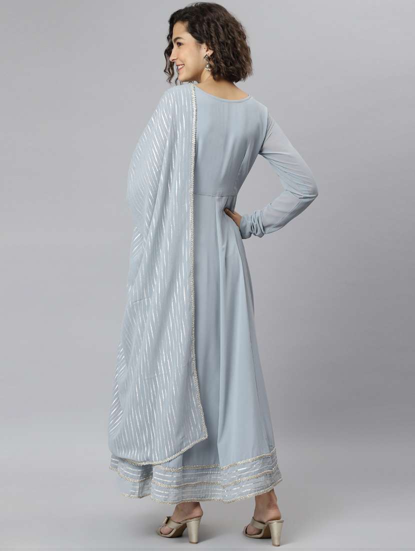 grey georgette kurta dupatta  set - 19578679 -  Standard Image - 1