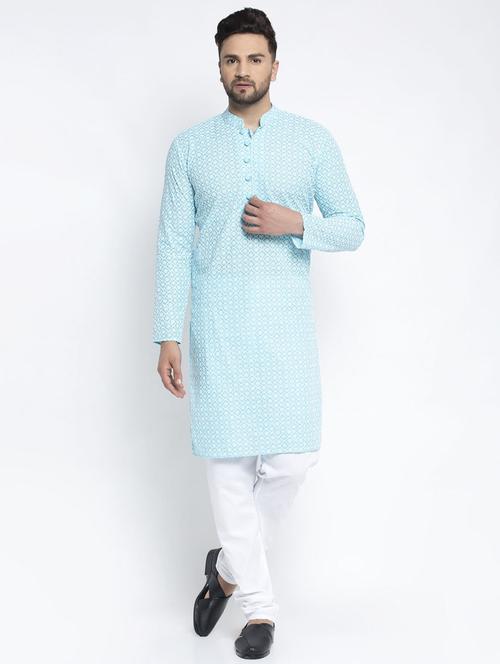 men embroidered kurta churidar ethnic wear set - 19579378 - Standard Image - 0