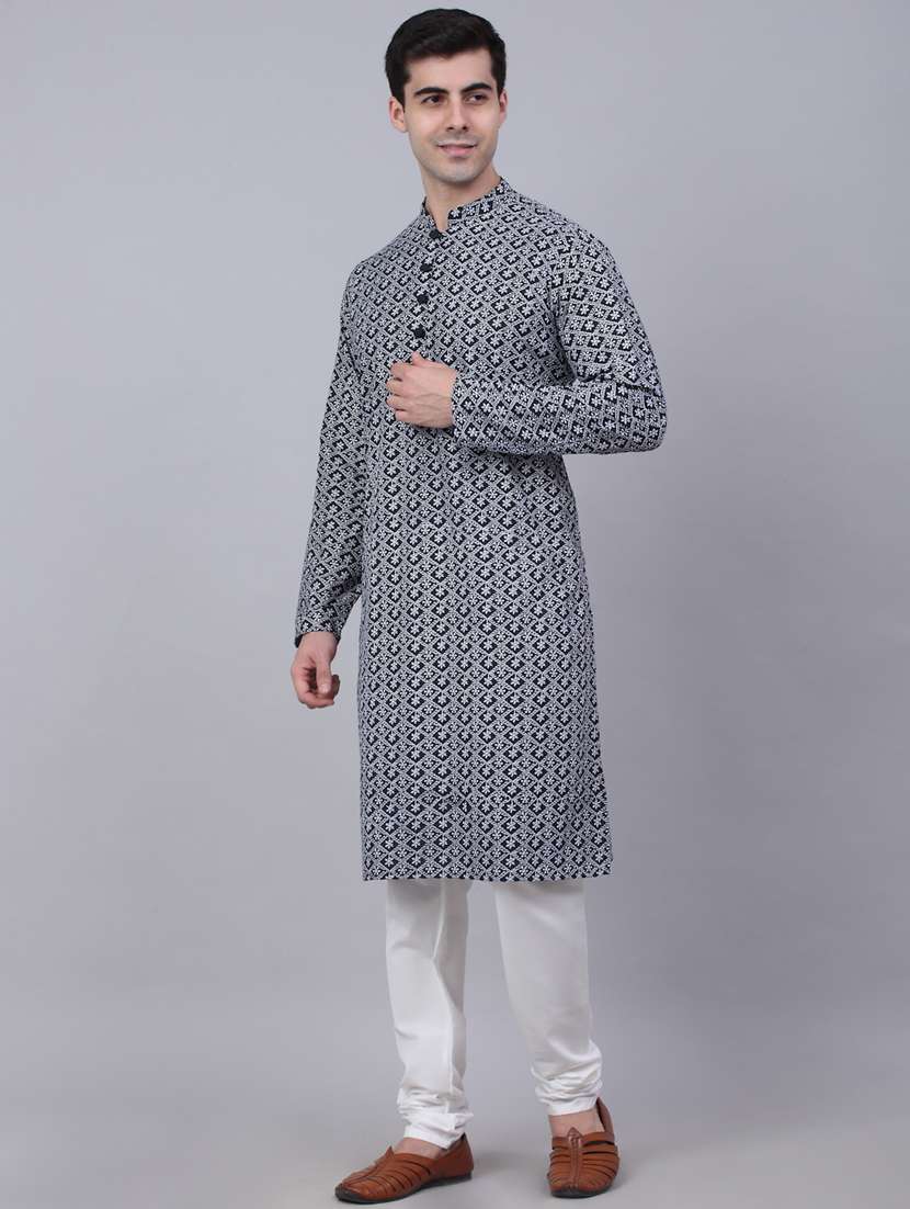 men embroidered kurta churidar ethnic wear set - 19579383 -  Standard Image - 1