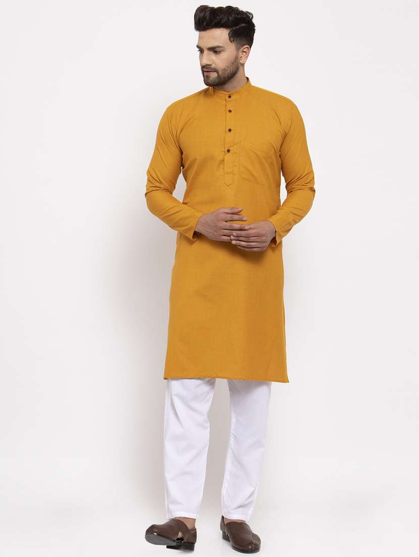 mustard kurta pyjama ethnic wear set