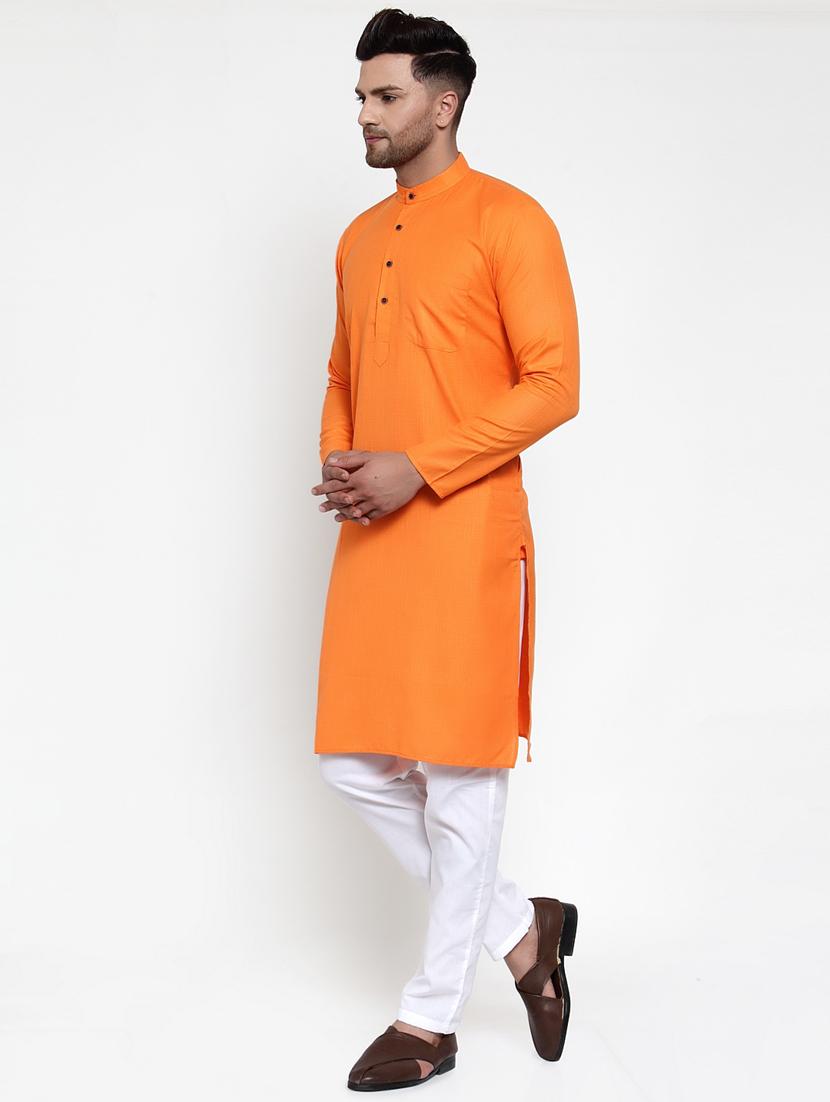 orange kurta pyjama ethnic wear set - 19579398 - Standard Image - 1