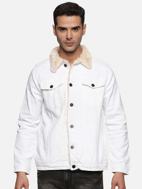 white solid denim jacket - 19579411 -  Standard Image - 0