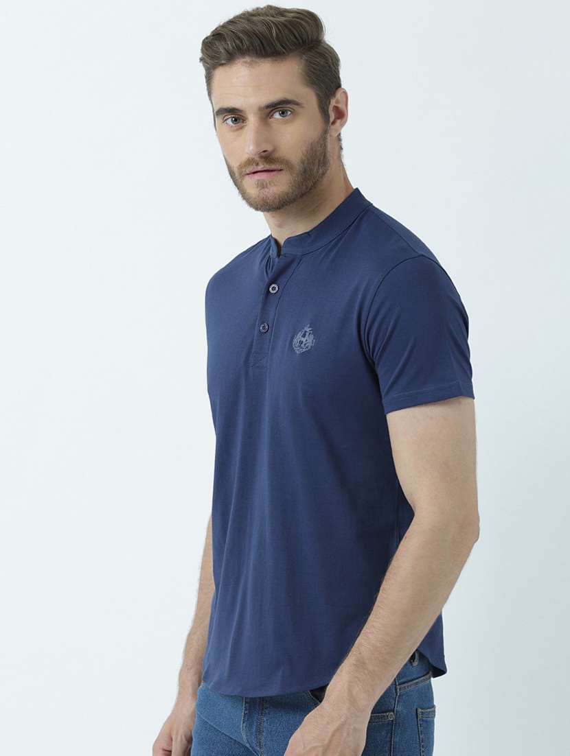 henley neck solid collared t-shirt - 19580430 -  Standard Image - 1