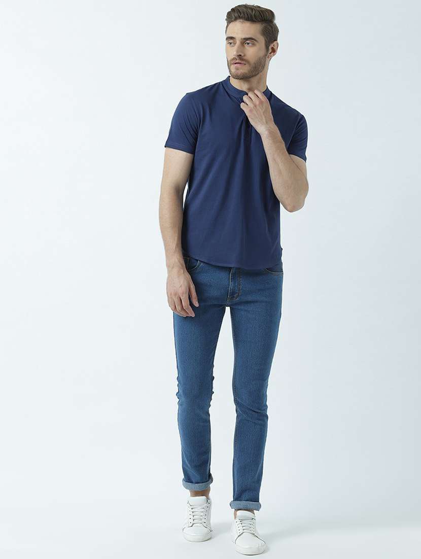 henley neck solid collared t-shirt - 19580430 -  Standard Image - 4