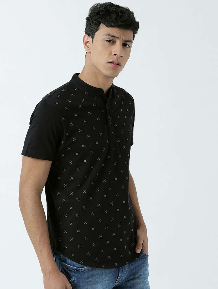 heniey neck solid regular t-shirt - 19580491 -  Standard Image - 1