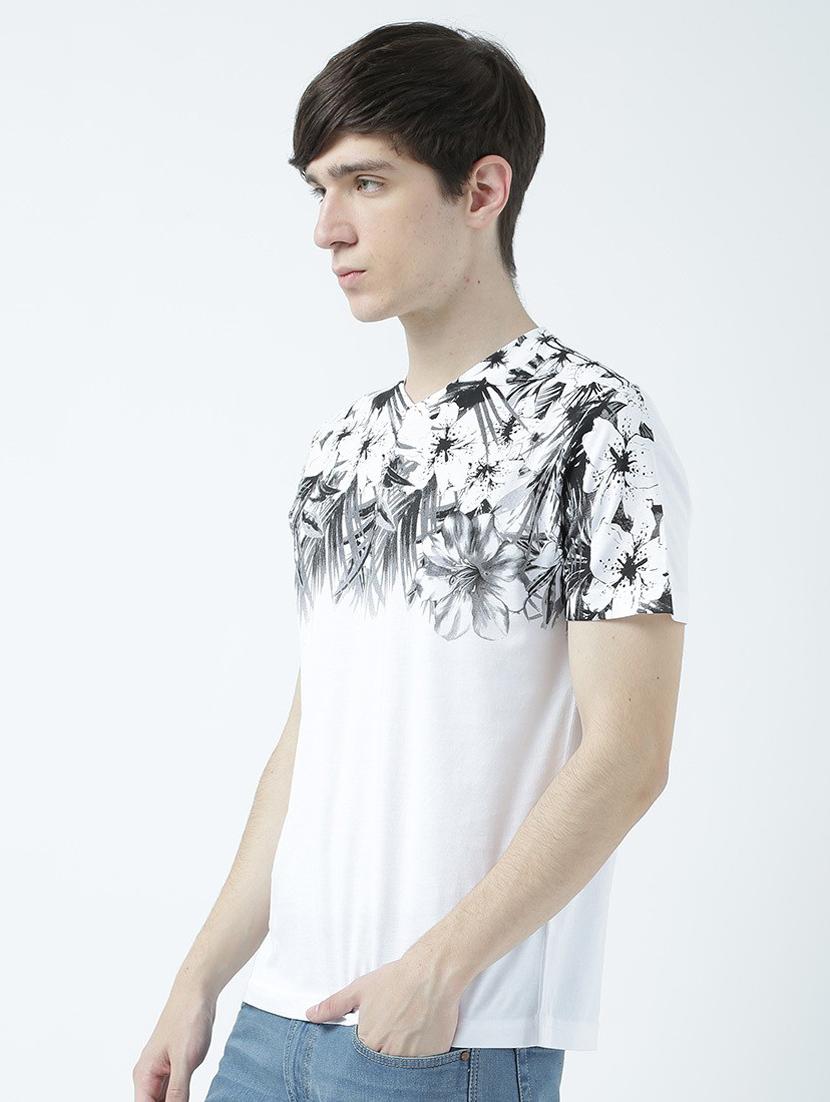 v neck printed regular t-shirt - 19580606 - Standard Image - 1