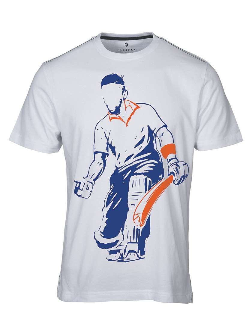 white printed cotton blend regular t-shirt - 19580739 -  Standard Image - 1