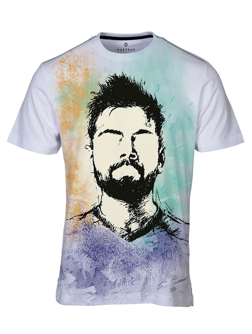 white printed cotton blend regular t-shirt - 19580740 -  Standard Image - 1