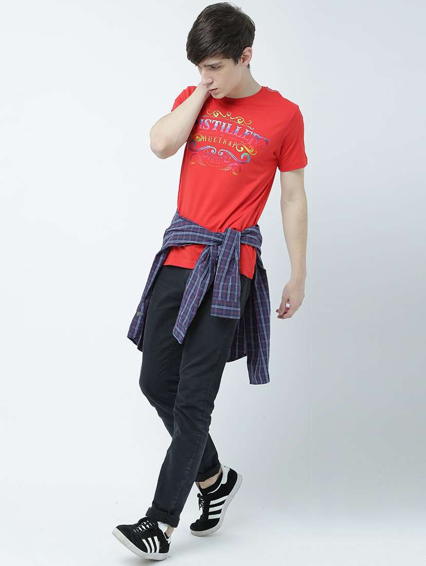 red printed cotton blend regular t-shirt - 19580775 - Standard Image - 4