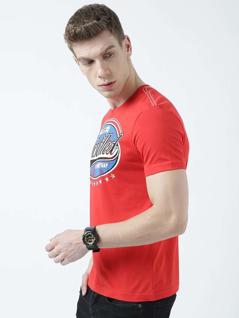 red printed cotton blend regular t-shirt - 19580776 -  Standard Image - 1