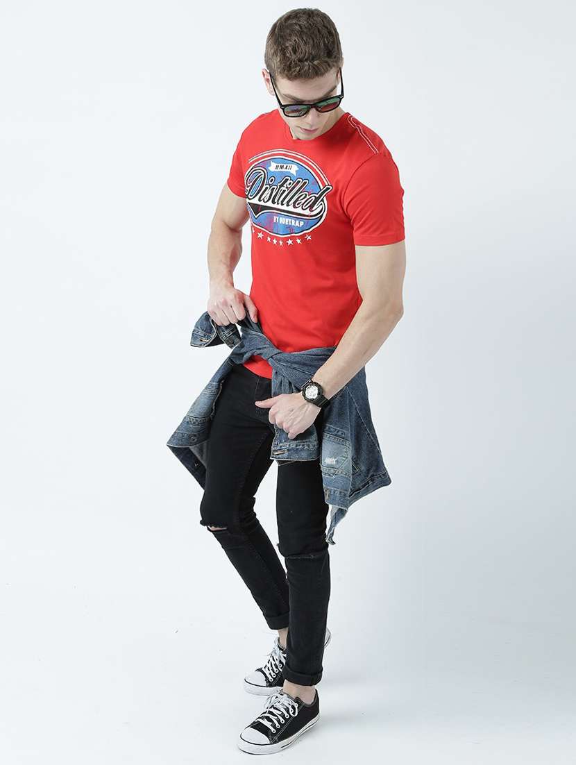 red printed cotton blend regular t-shirt - 19580776 -  Standard Image - 4