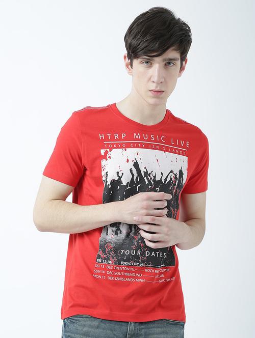 red printed cotton blend regular t-shirt - 19580785 -  Standard Image - 0