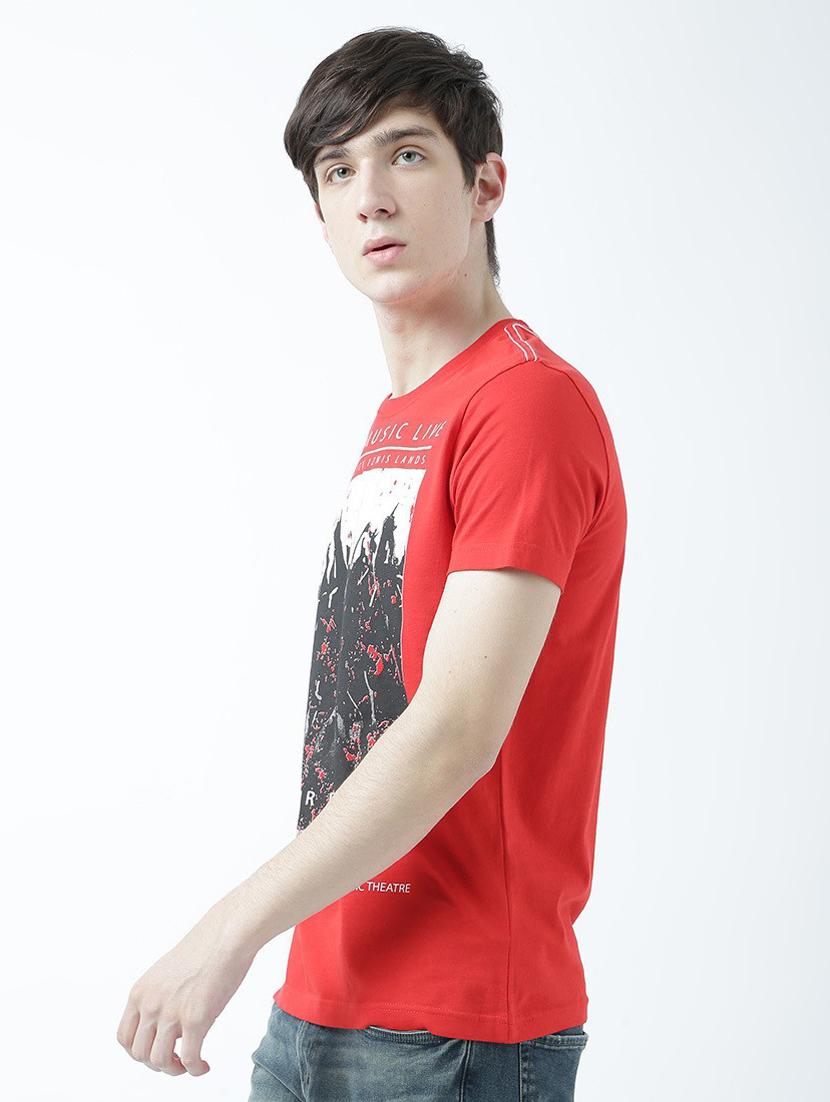 red printed cotton blend regular t-shirt - 19580785 -  Standard Image - 1