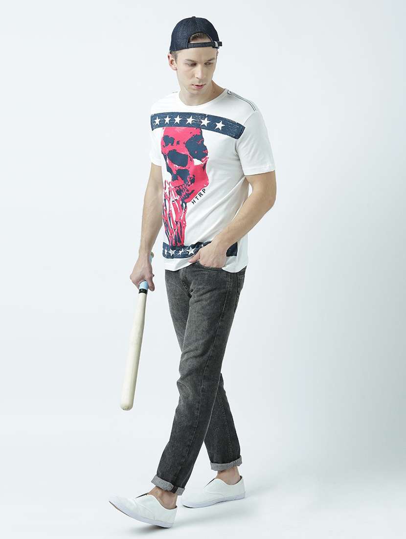 white printed cotton blend regular t-shirt - 19580814 -  Standard Image - 4