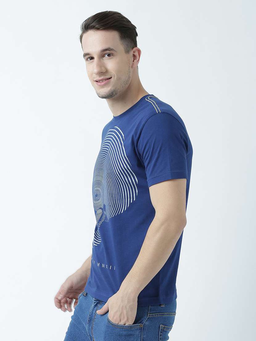 blue printed cotton blend regular t-shirt - 19580825 -  Standard Image - 1