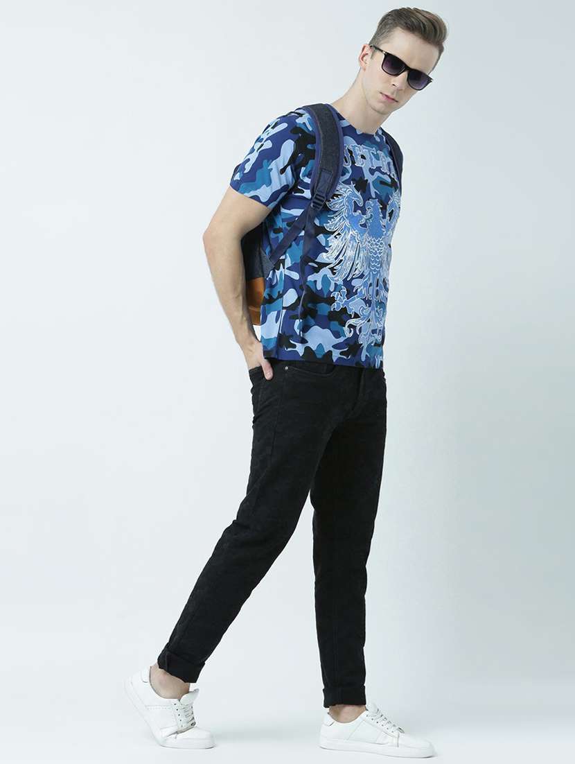 blue printed cotton blend regular t-shirt - 19580829 -  Standard Image - 4