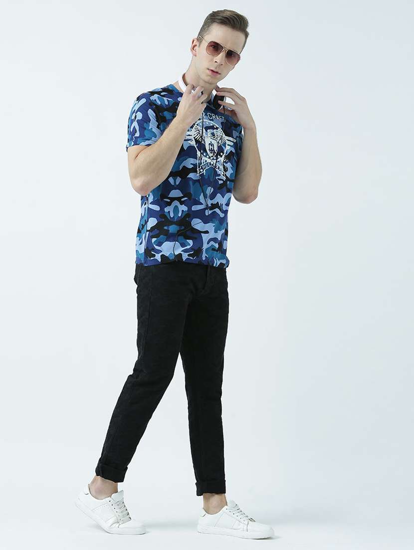 blue printed cotton blend regular t-shirt - 19580831 -  Standard Image - 4