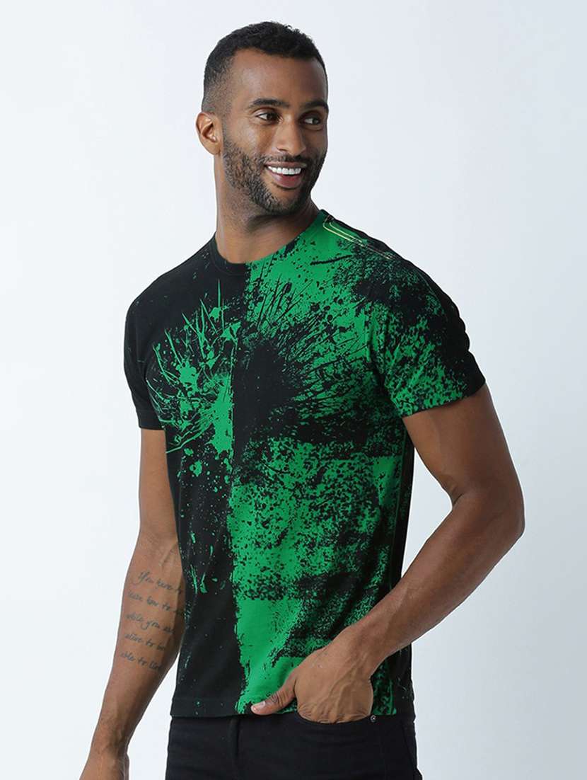 black printed cotton blend regular t-shirt - 19580867 -  Standard Image - 1