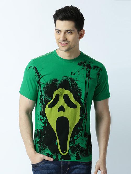 green printed cotton blend regular t-shirt - 19580869 - Standard Image - 0