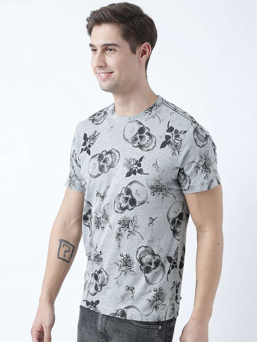 grey printed cotton blend regular t-shirt - 19580880 -  Standard Image - 1