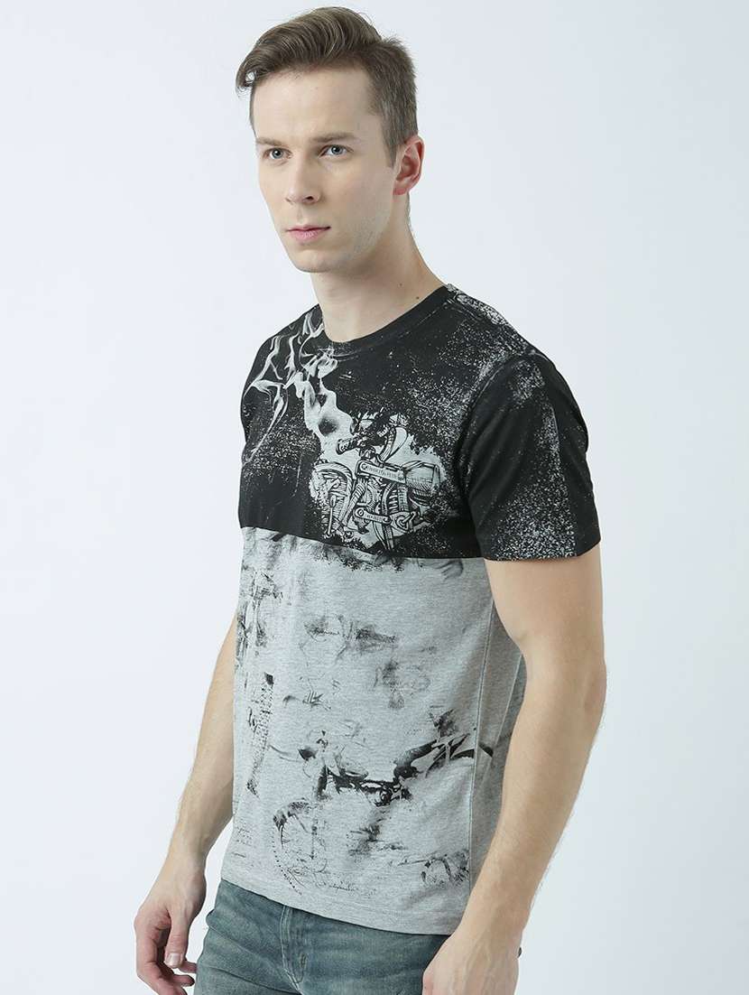 grey printed cotton blend regular t-shirt - 19580882 -  Standard Image - 1