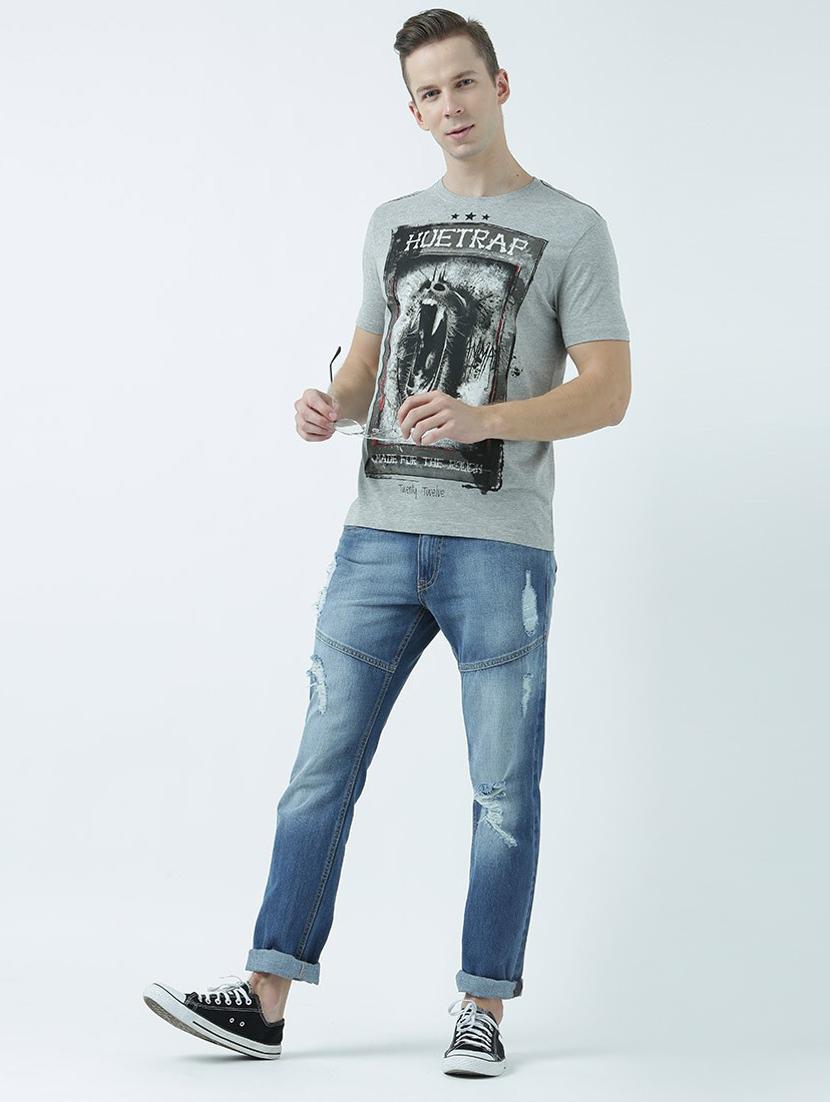 grey printed cotton blend regular t-shirt - 19580892 - Standard Image - 4