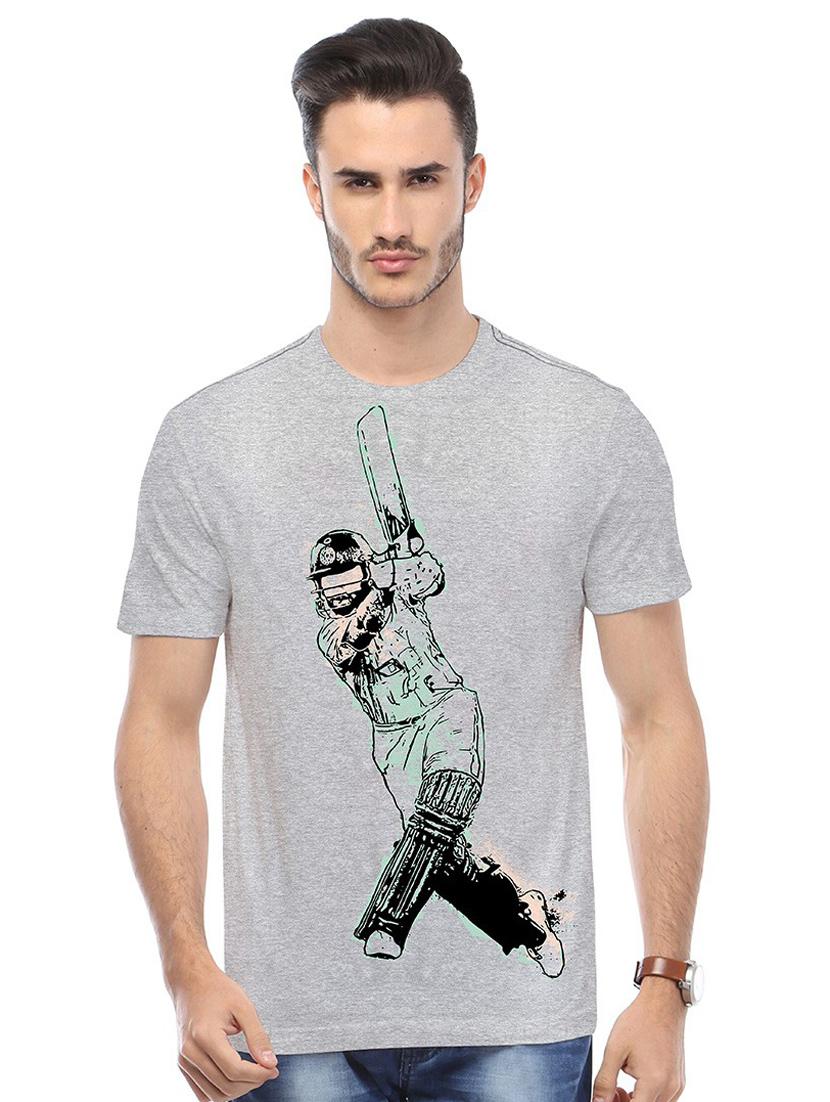 grey printed cotton blend regular t-shirt - 19580908 - Zoom Image - 0