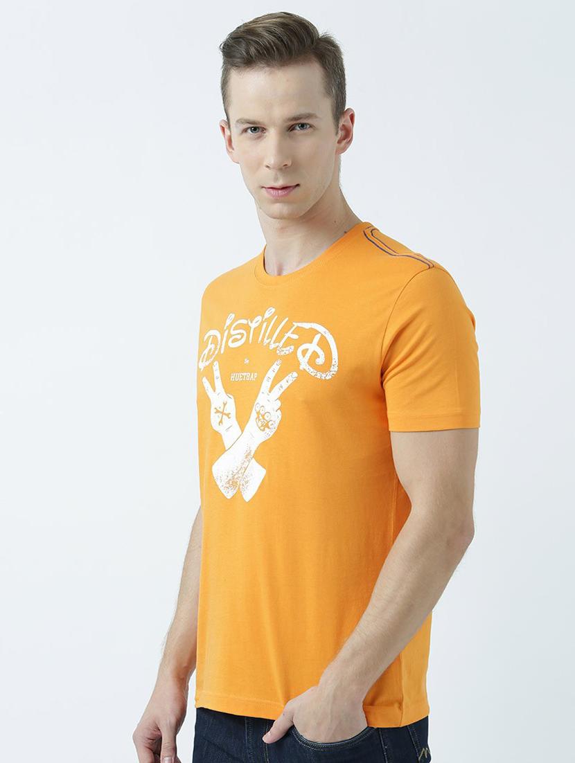 orange printed cotton blend regular t-shirt - 19580912 - Standard Image - 1