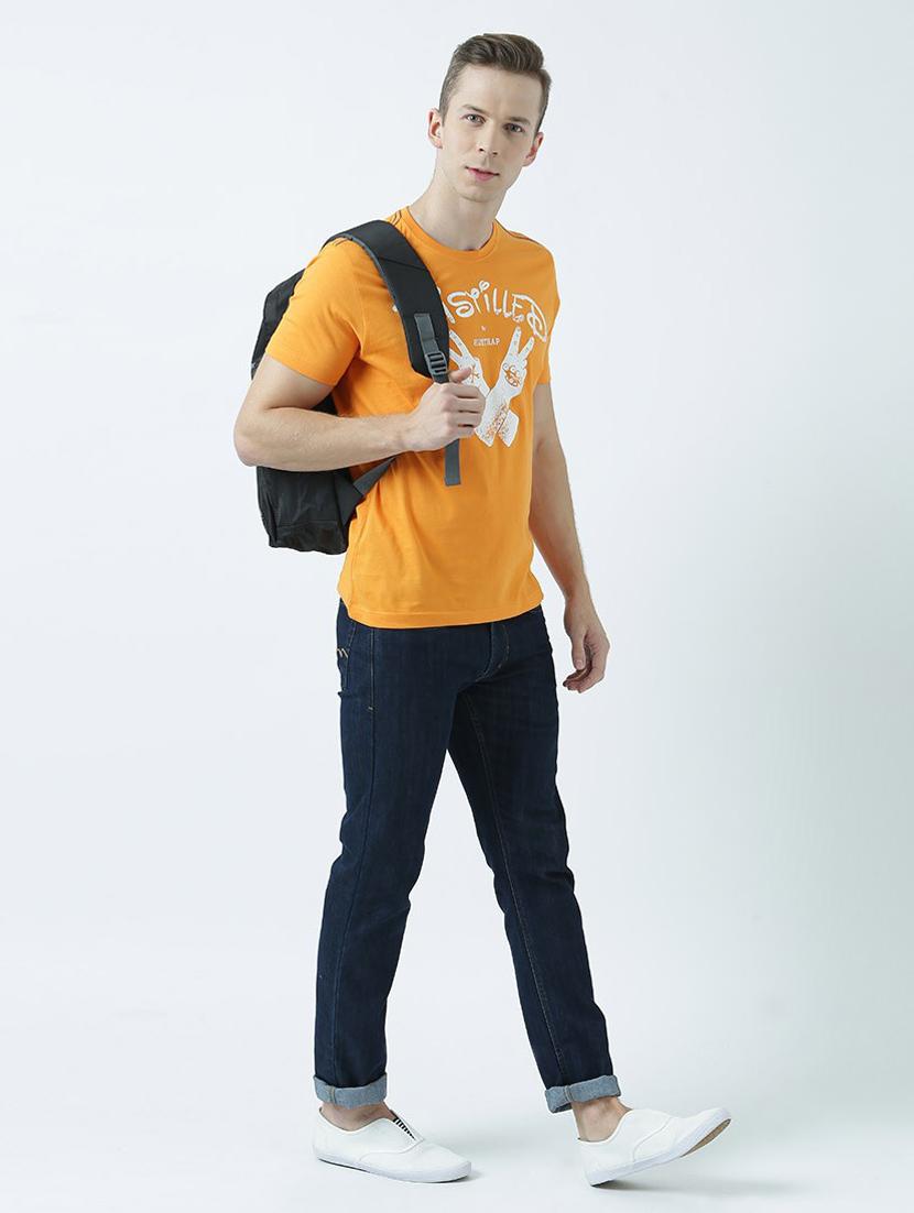 orange printed cotton blend regular t-shirt - 19580912 - Standard Image - 4