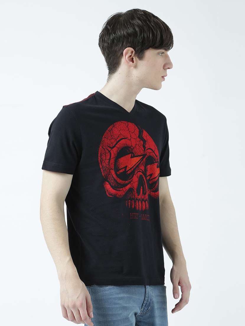 black printed cotton blend regular t-shirt - 19580951 -  Standard Image - 1