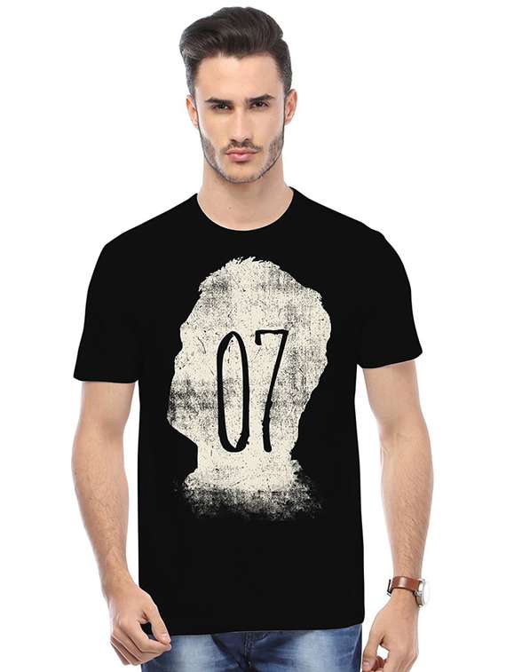 black printed cotton blend regular t-shirt - 19581072 -  Zoom Image - 0