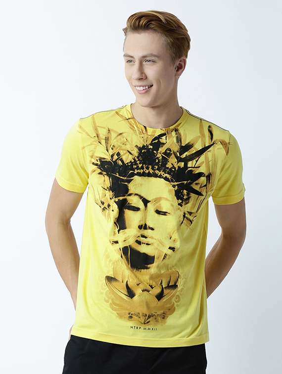 yellow printed cotton blend regular t-shirt - 19581093 -  Standard Image - 1