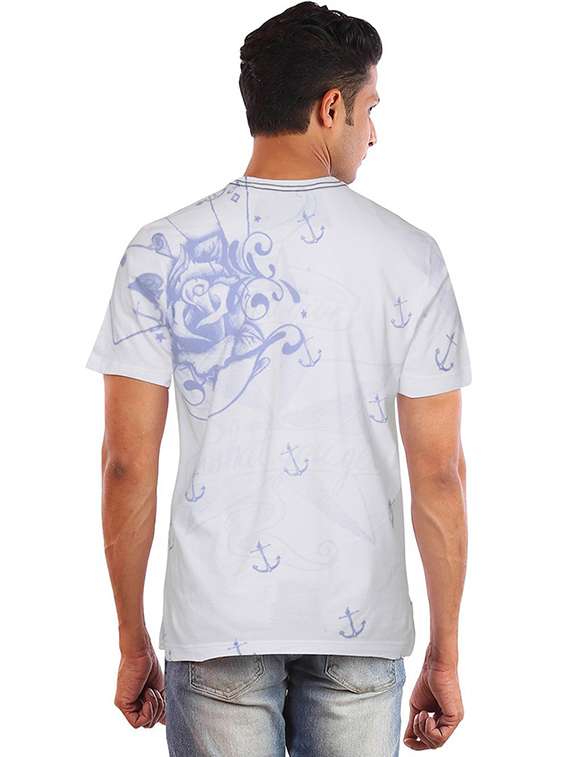 white printed cotton blend regular t-shirt - 19581104 -  Standard Image - 1