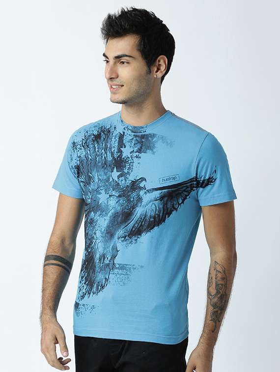 blue printed cotton blend regular t-shirt - 19581149 -  Standard Image - 1