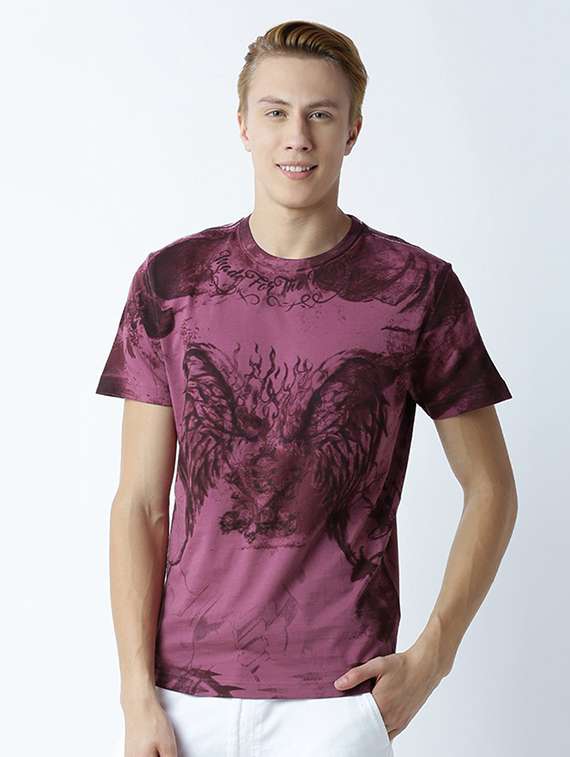 purple printed cotton blend regular t-shirt - 19581181 -  Standard Image - 1