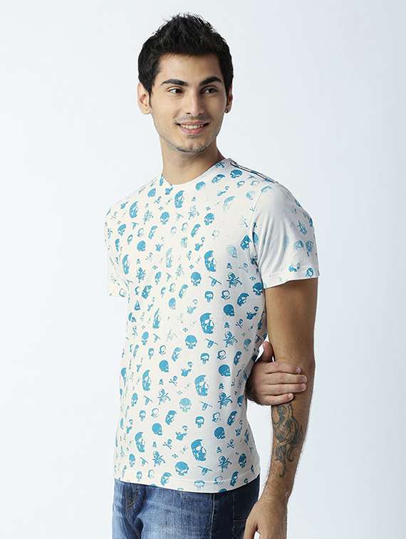 white printed cotton blend regular t-shirt - 19581328 -  Standard Image - 1