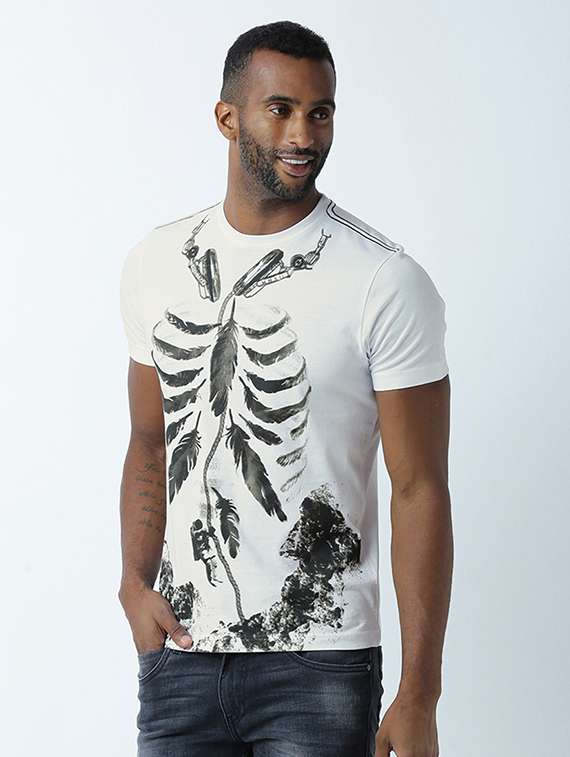 white printed cotton blend regular t-shirt - 19581334 -  Standard Image - 1