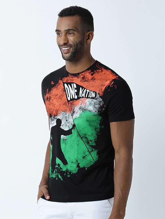 men crew neck front print regular t-shirt - 19581609 -  Standard Image - 1