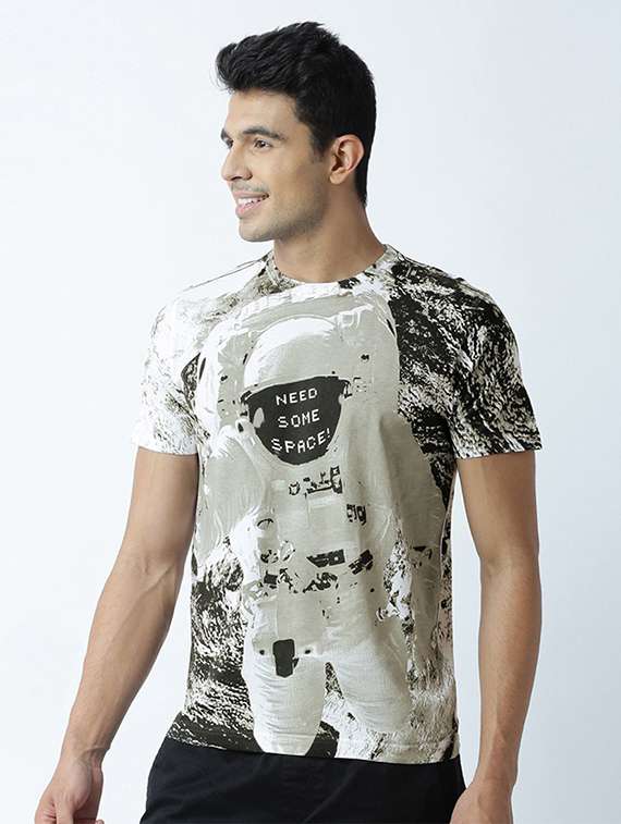 men crew neck printed regular t-shirt - 19581665 -  Standard Image - 1