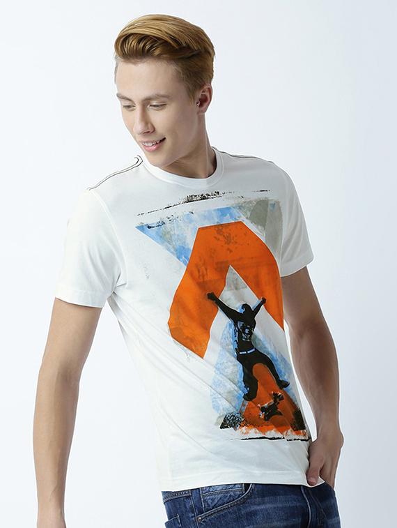 men crew neck front print regular t-shirt - 19581673 - Standard Image - 1