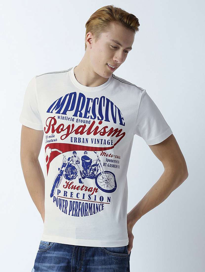 men crew neck front print t-shirt