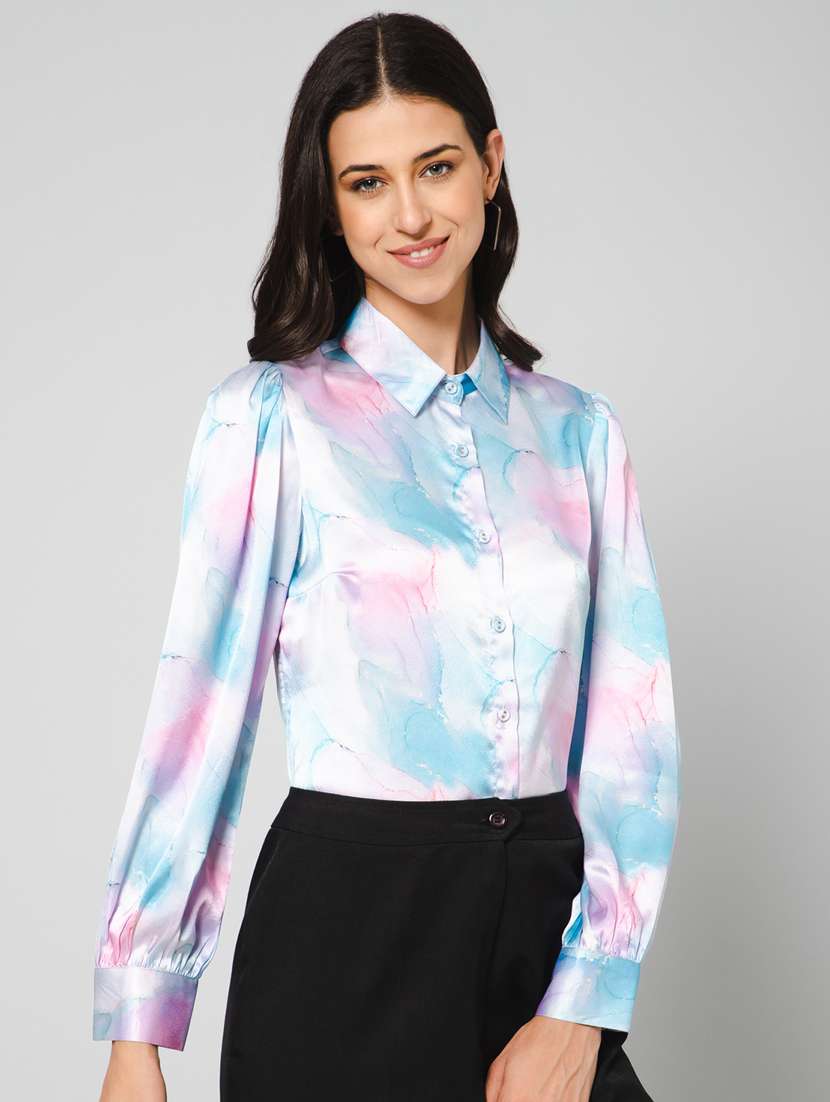 women printed regular shirt
