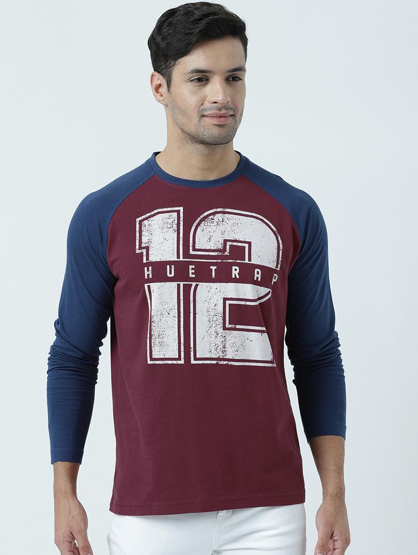 men round neck reglan sleeve front print t-shirt - 19581876 -  Zoom Image - 0