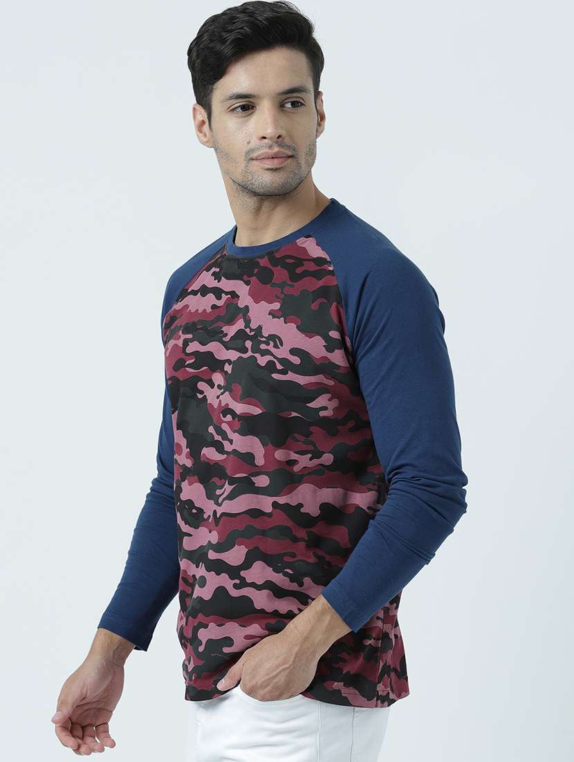 men round neck reglan sleeve printed t-shirt - 19581877 -  Standard Image - 1