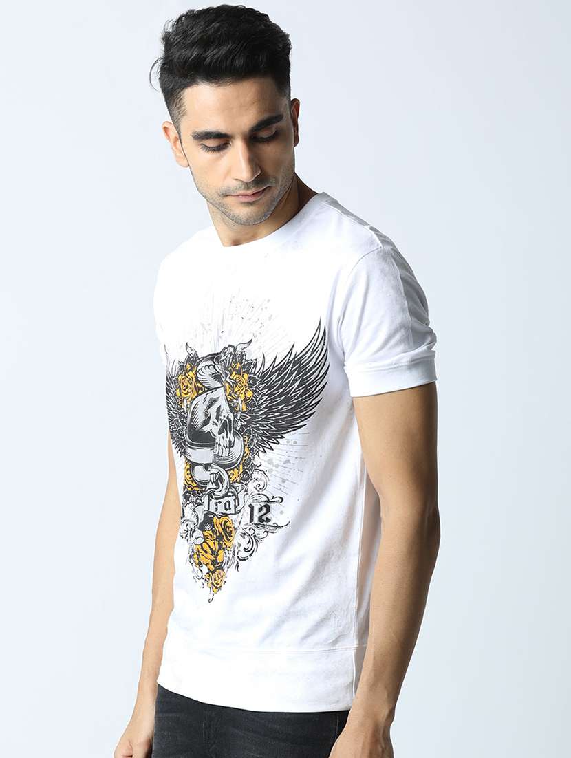 men crew neck front print t-shirt - 19581892 -  Standard Image - 1