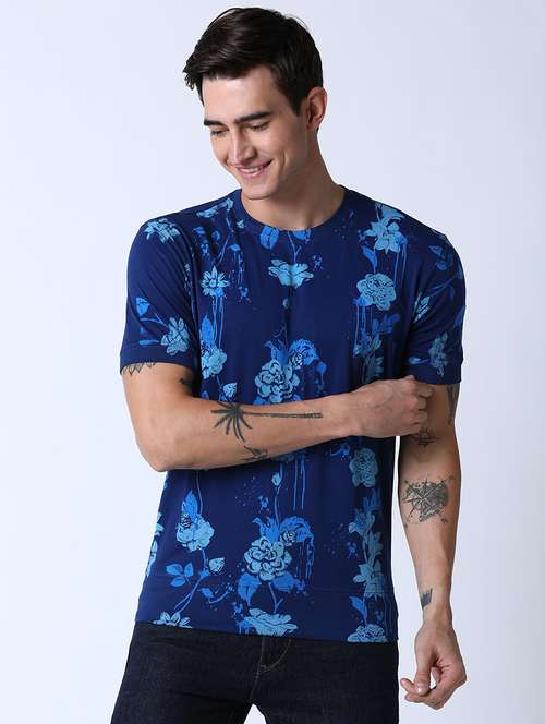 men round neck front print t-shirt - 19581899 - Standard Image - 0