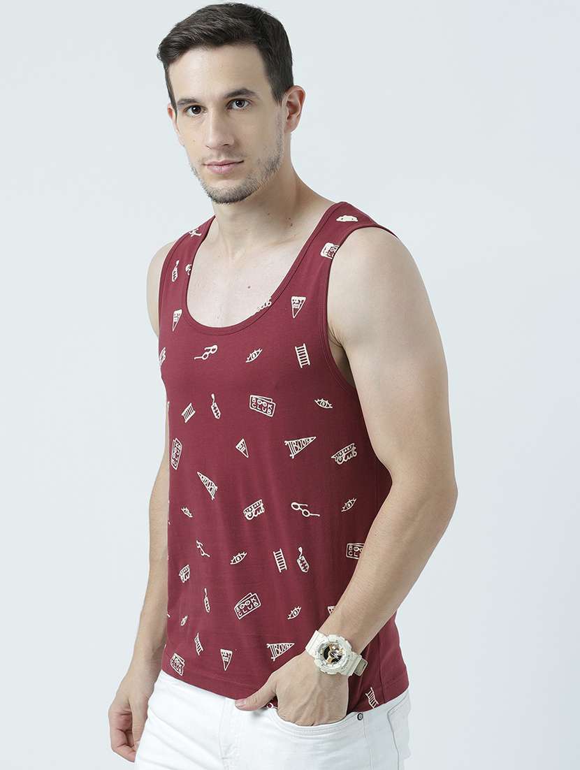 men scoop neck front print sleeveless t-shirt - 19581922 -  Standard Image - 1
